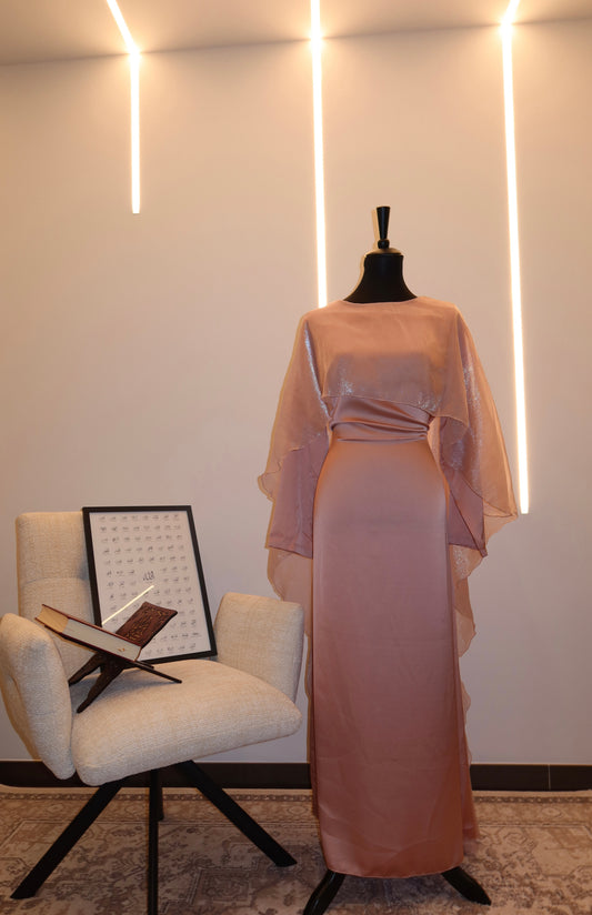 Abaya mit glänzendem Cape