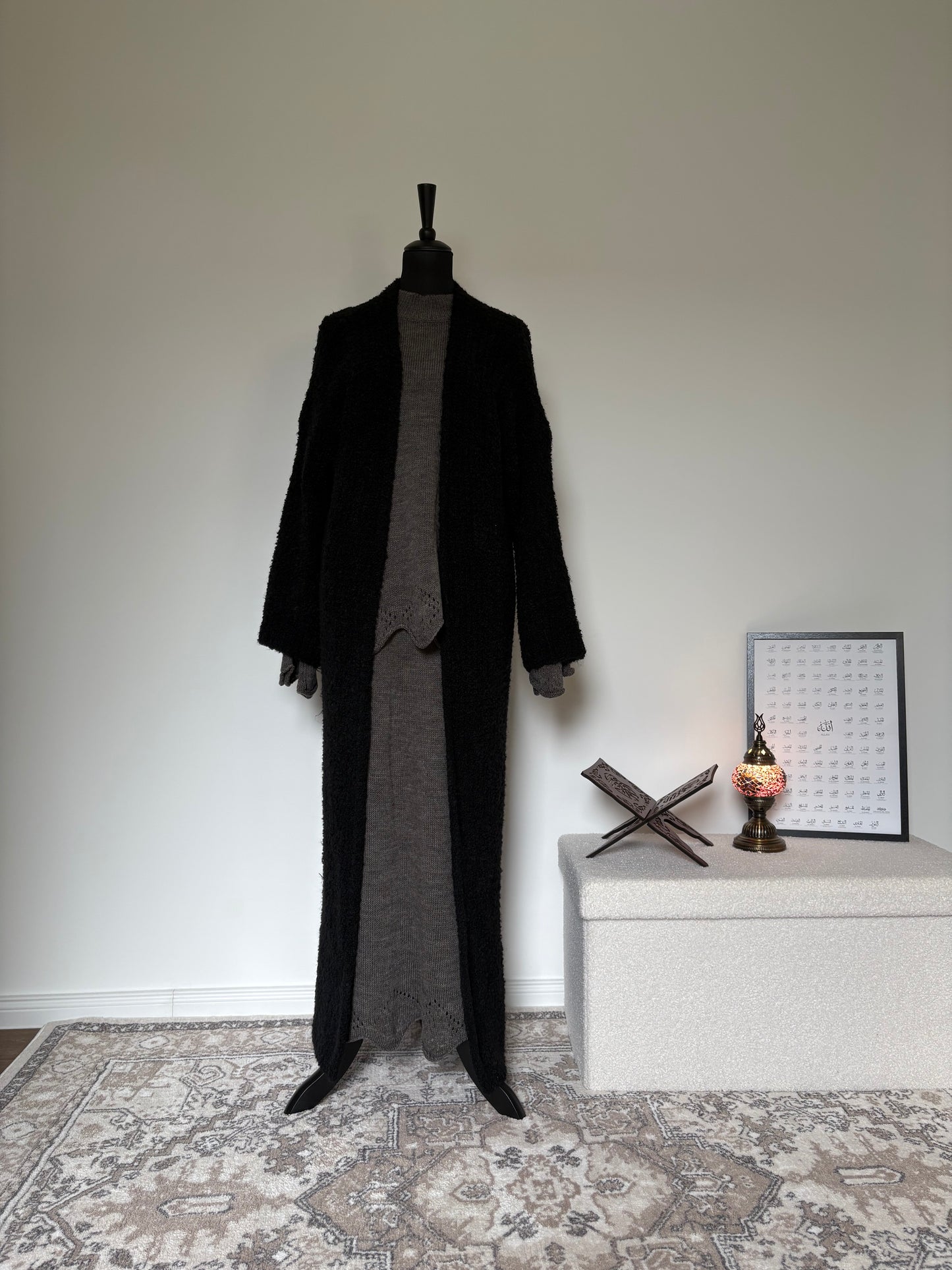 Lange Strickjacke in Teddy-Optik