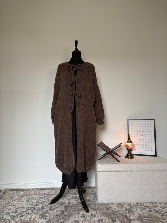Langer Cardigan mit Schleifen